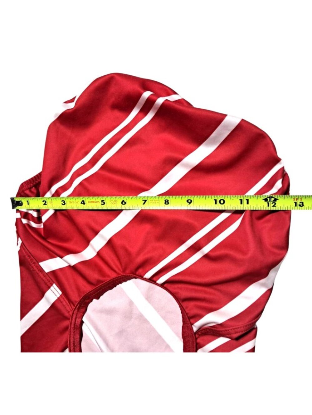 Vintage Speedo Red Womens Swimsuit Size 11 / 12 Striped Polyester Blend Made In - Picture 5 of 8